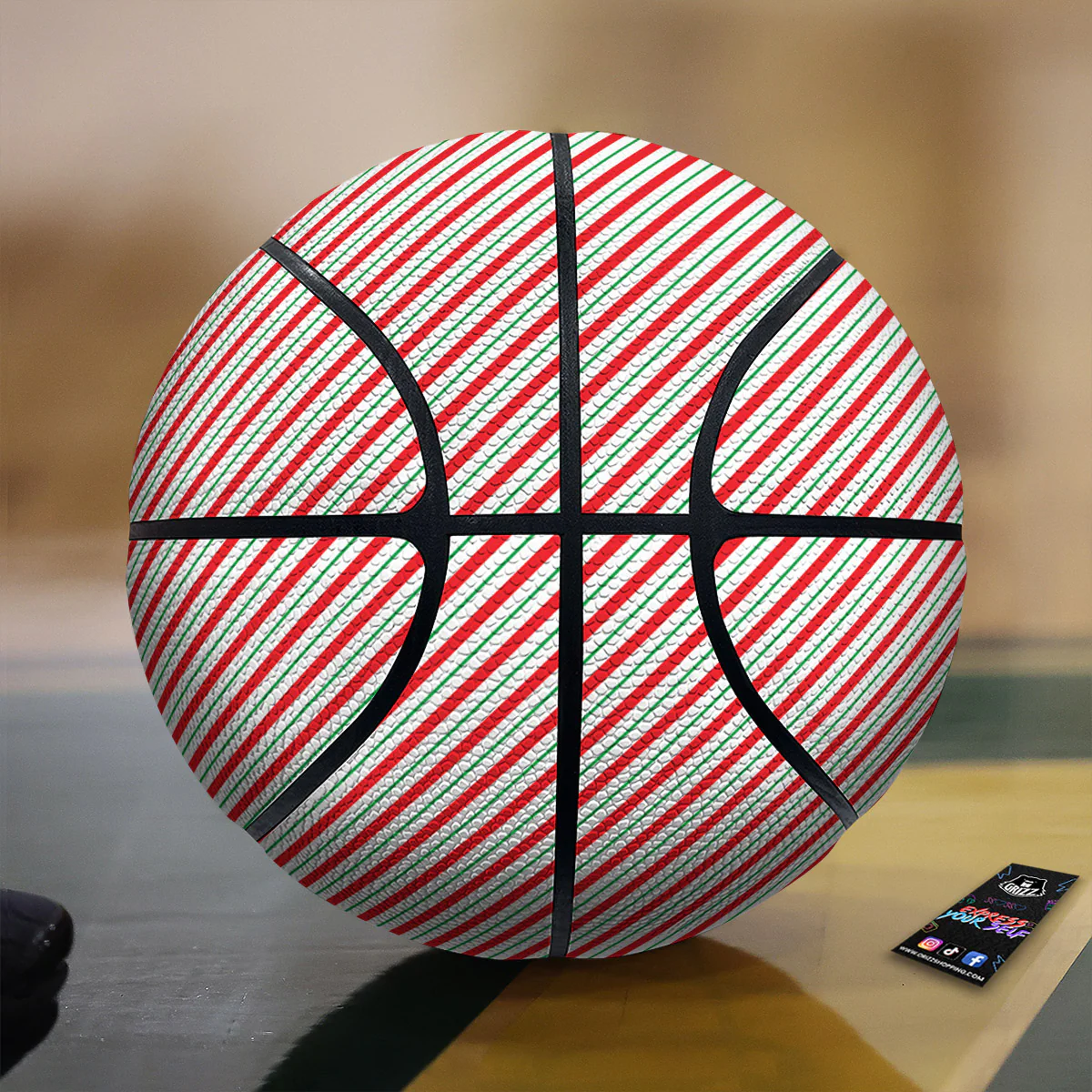 Stripes Candy Cane Print Pattern Basketball