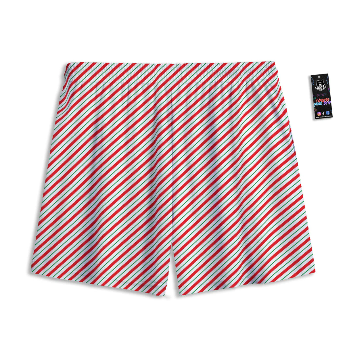Stripes Candy Cane Print Pattern Mesh Shorts - Image 2
