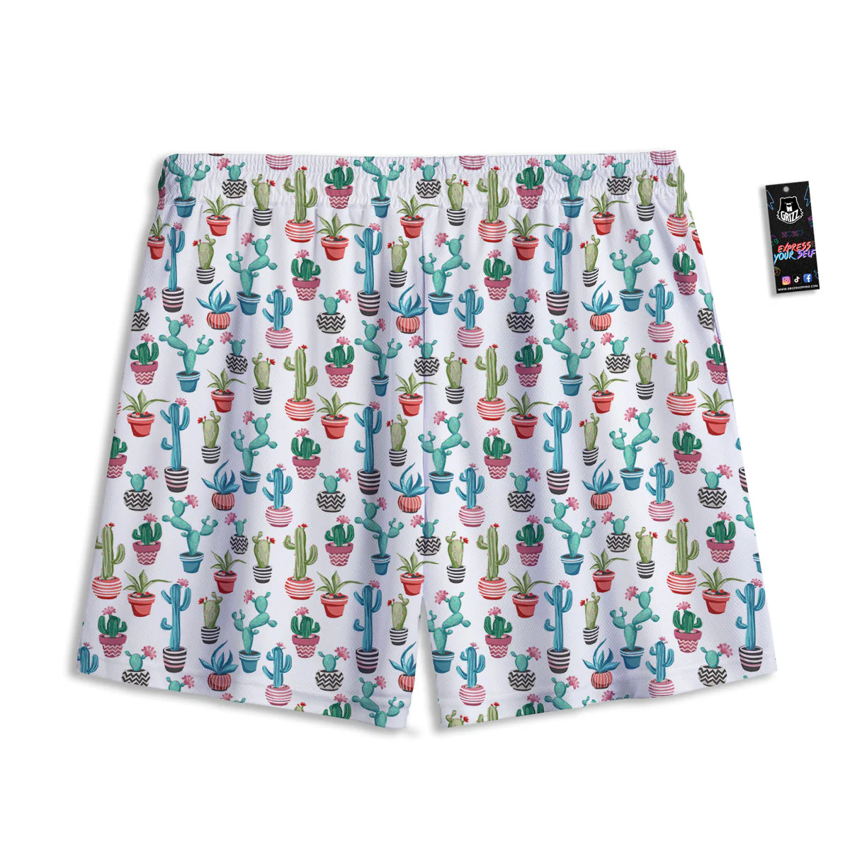 Succulent And Cute Cactus Print Mesh Shorts - Image 2
