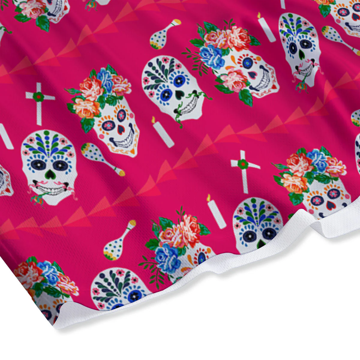 Sugar Skull Pink Print Pattern Mesh Shorts - Image 4