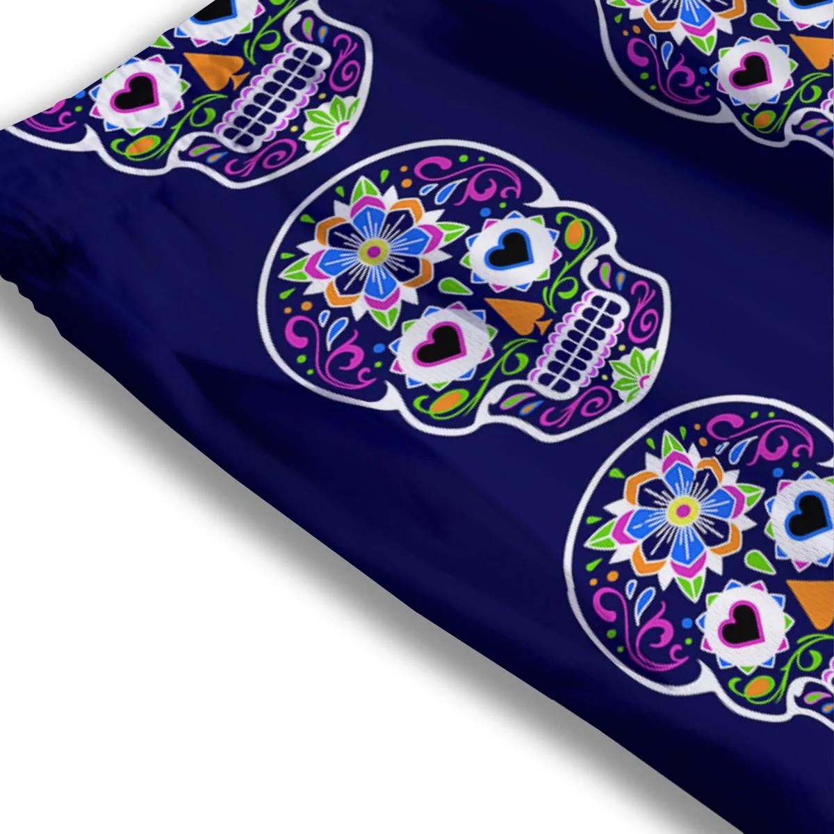 Sugar Skull Teal Pink Print Pattern Mesh Shorts - Image 3