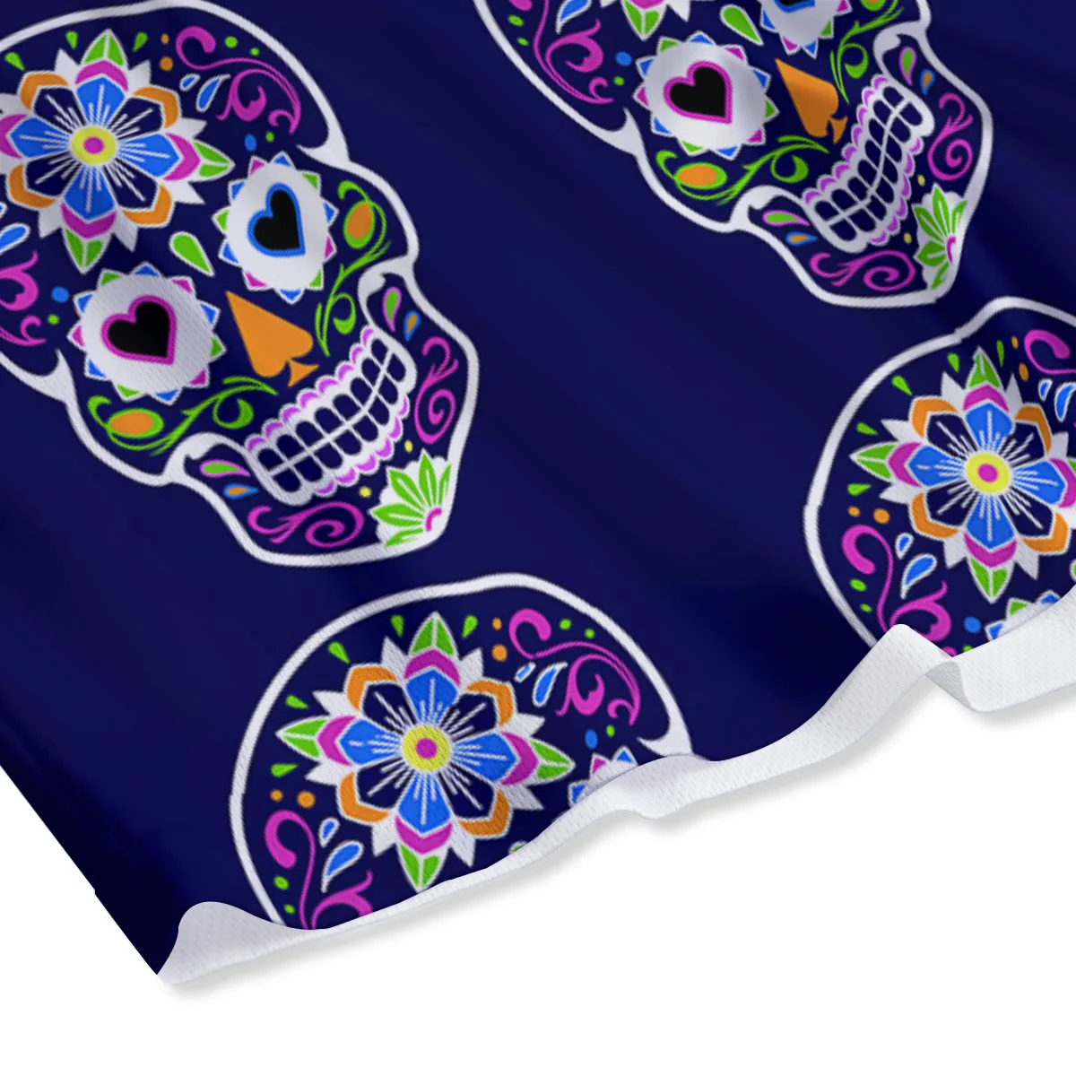 Sugar Skull Teal Pink Print Pattern Mesh Shorts - Image 4