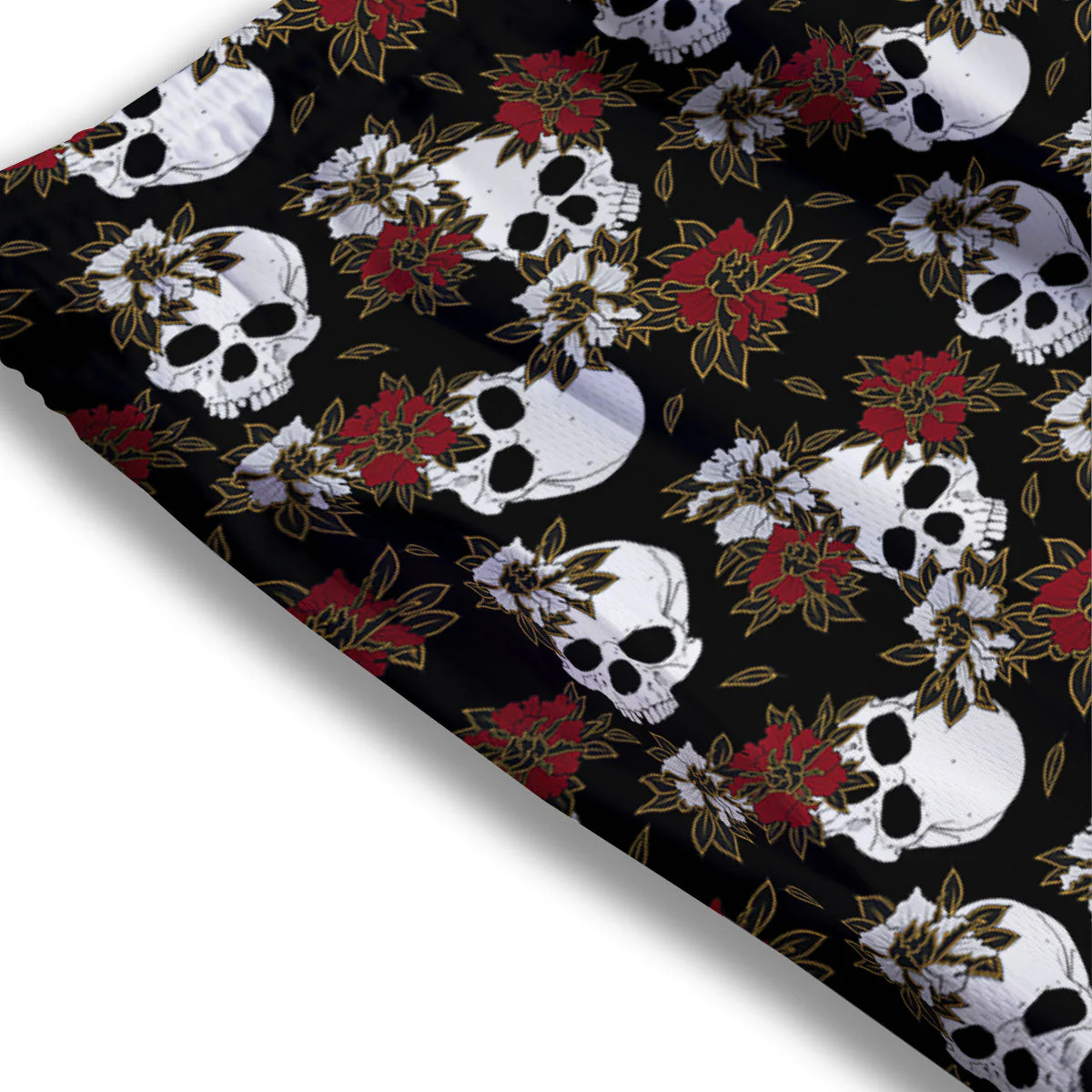 Sugar Skull White And Red Print Pattern Mesh Shorts - Image 3