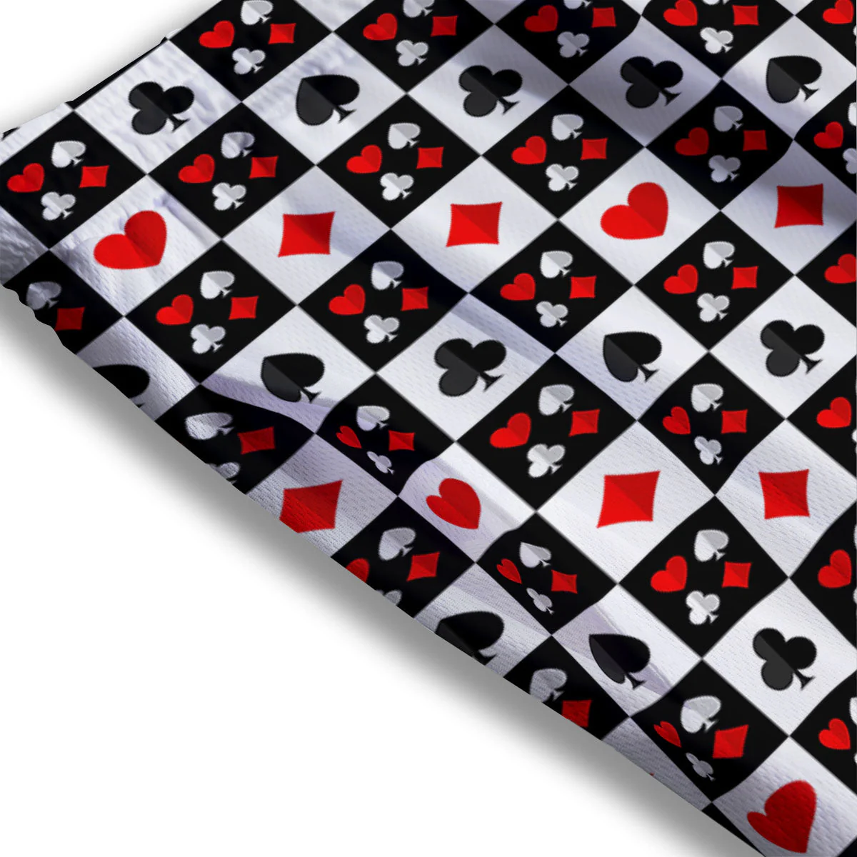 Suits Check Playing Card Print Pattern Mesh Shorts - Image 3