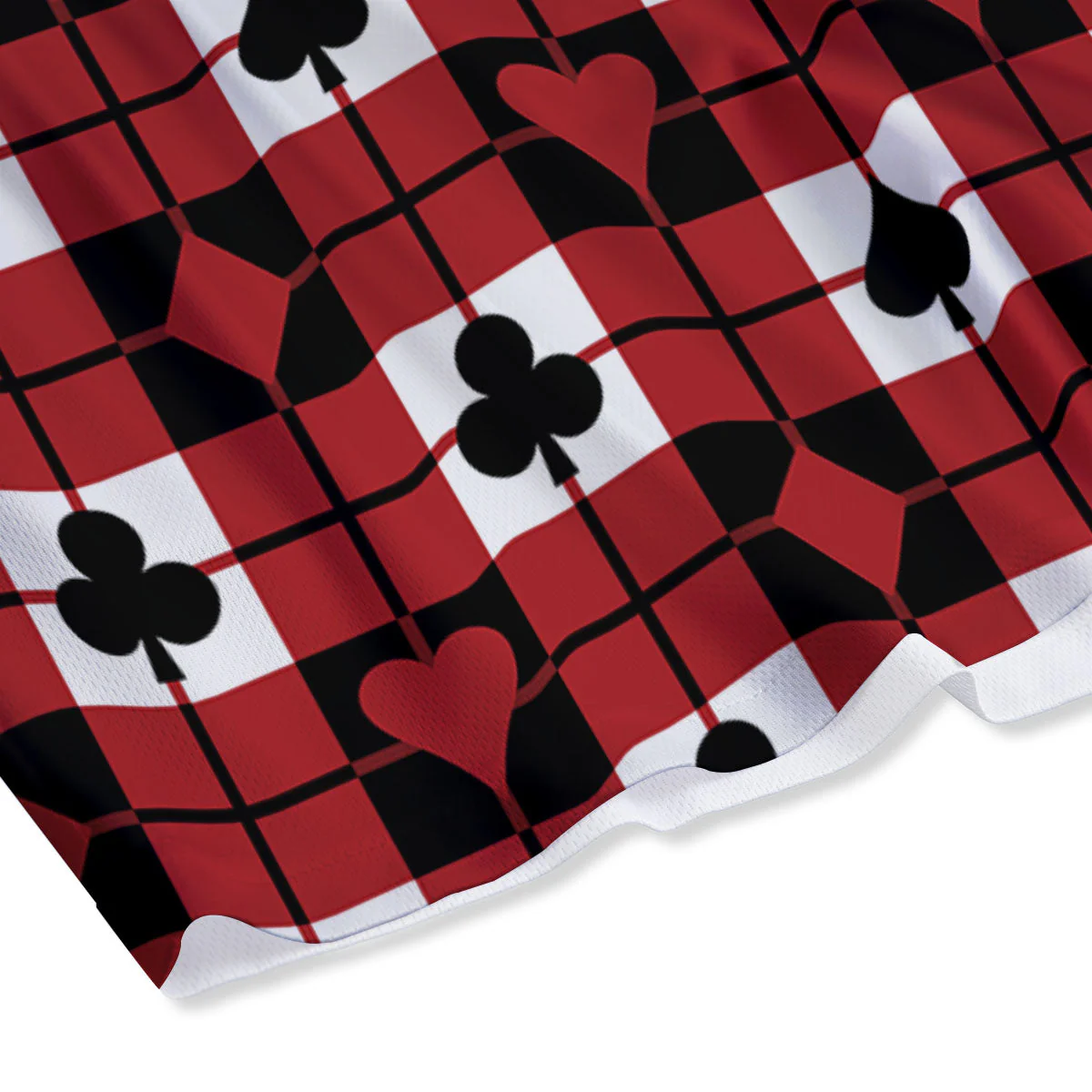 Suits Plaid Playing Card Print Pattern Mesh Shorts - Image 4