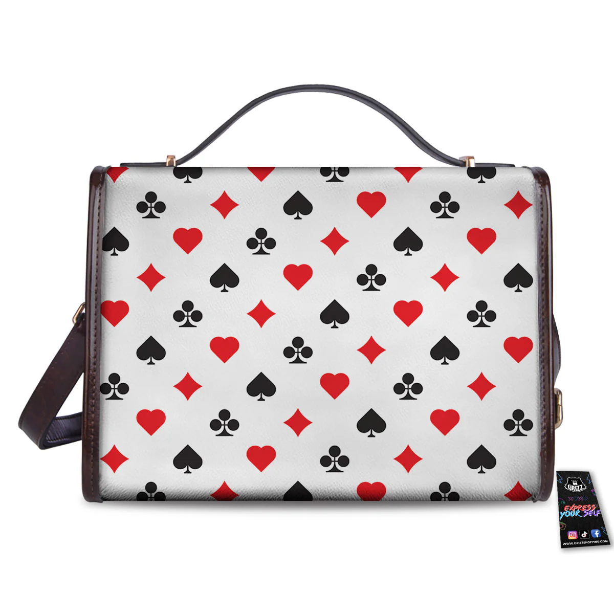 Suits Playing Card Print Pattern Women's Satchel Bag - Image 2