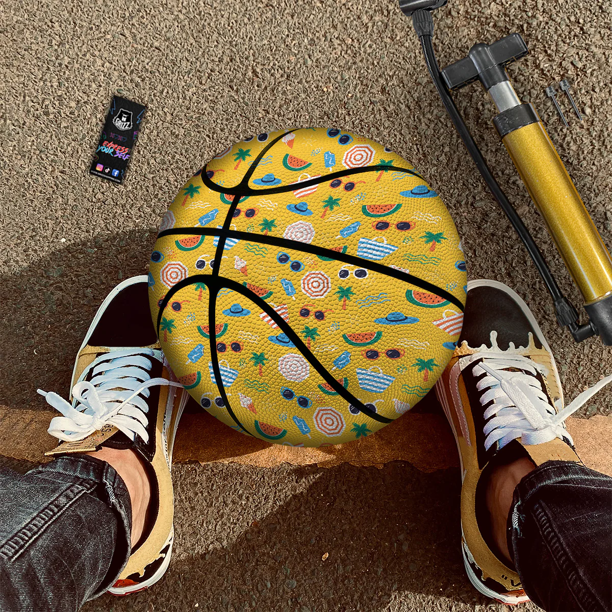 Summer Beach Drawing Print Pattern Basketball - Image 2