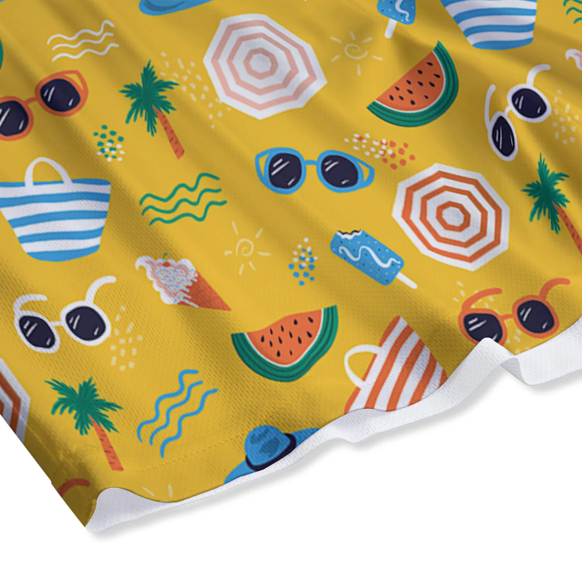 Summer Beach Drawing Print Pattern Mesh Shorts - Image 4