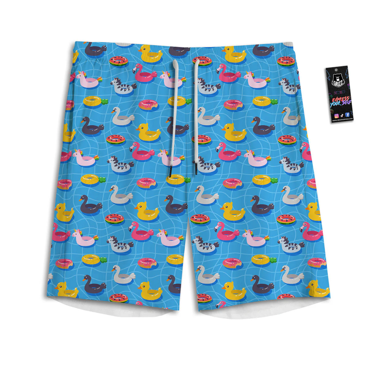 Summer Floats Ring Print Pattern Men's Athletic Shorts