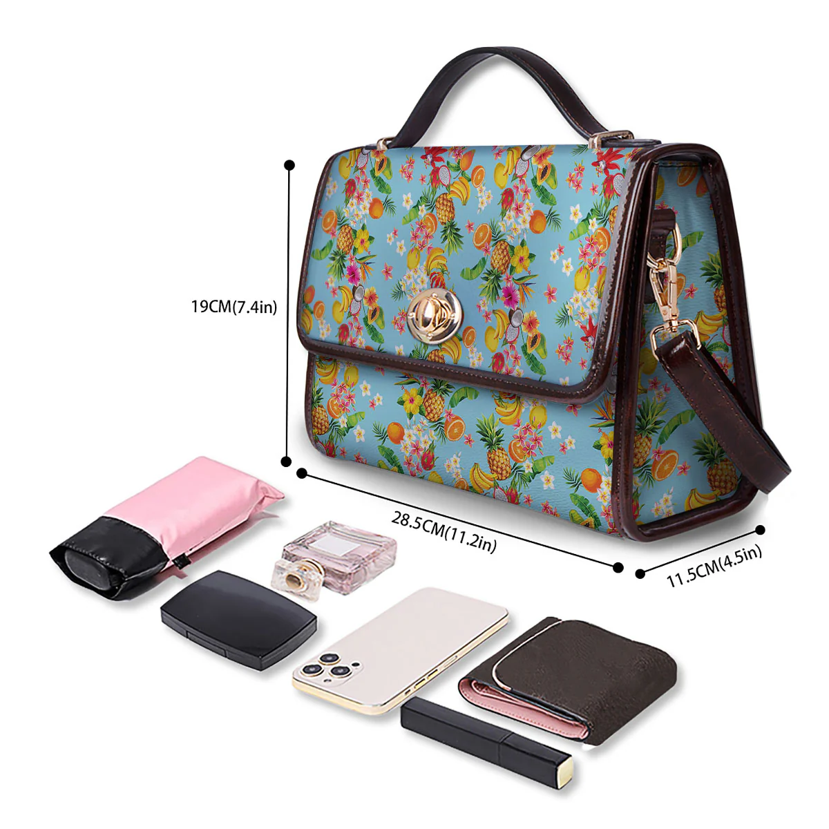 Summer Fruits Tropical Print Pattern Women's Satchel Bag - Image 4