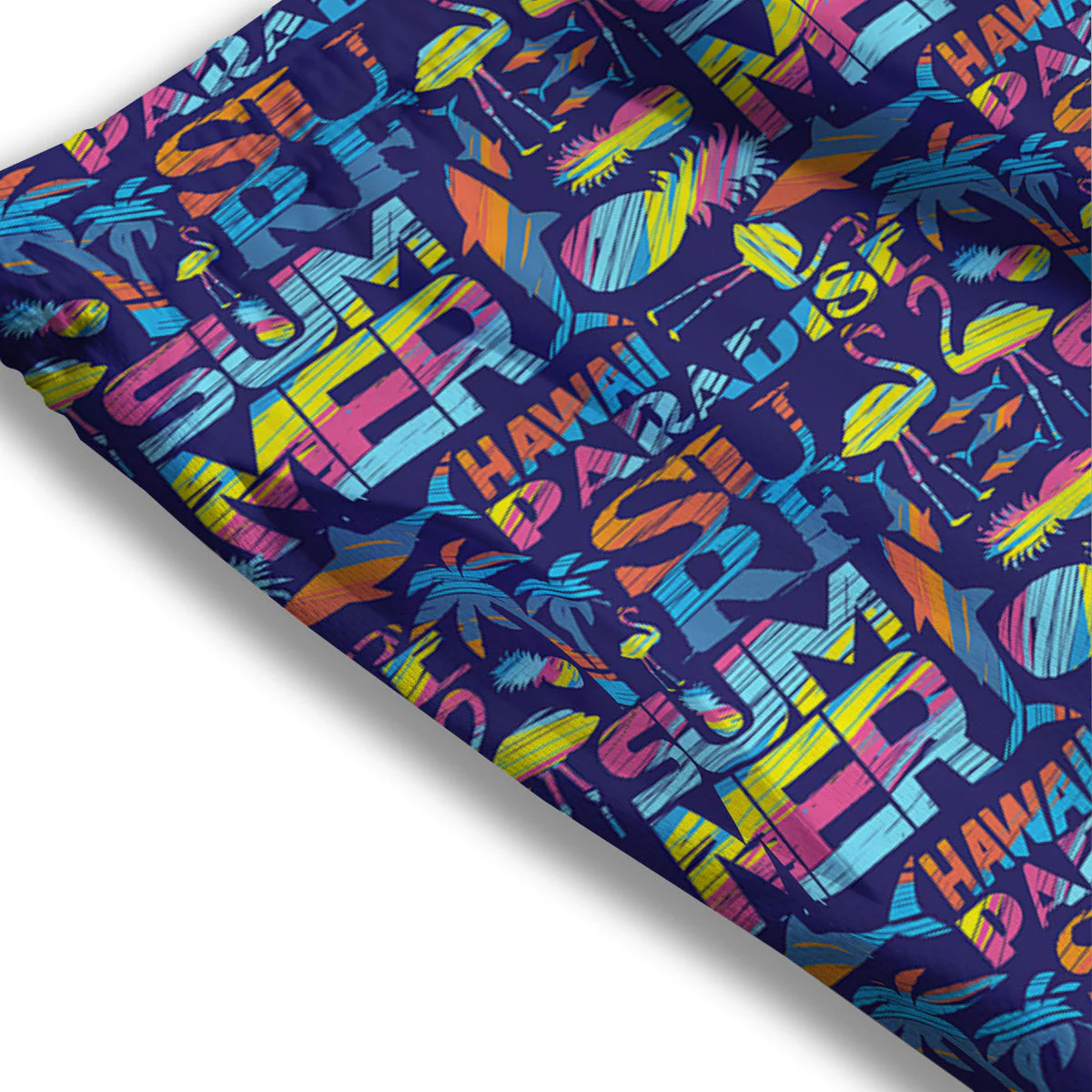Summer Surfing Colorful Print Pattern Mesh Shorts - Image 3