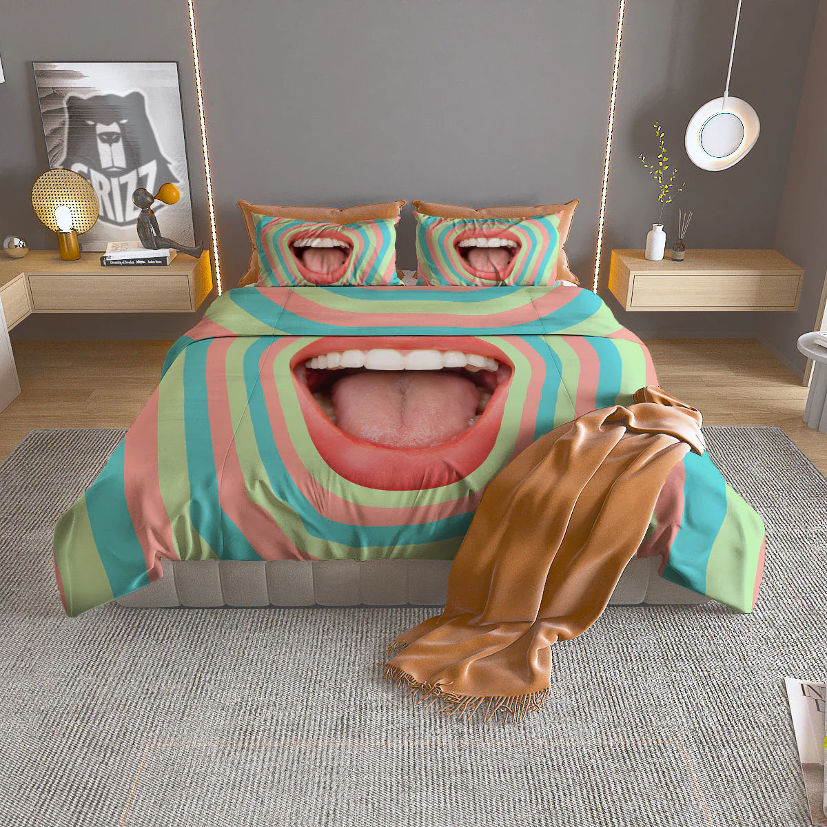 Summer Time Mood Mouth Print Duvet Cover Bedding Set