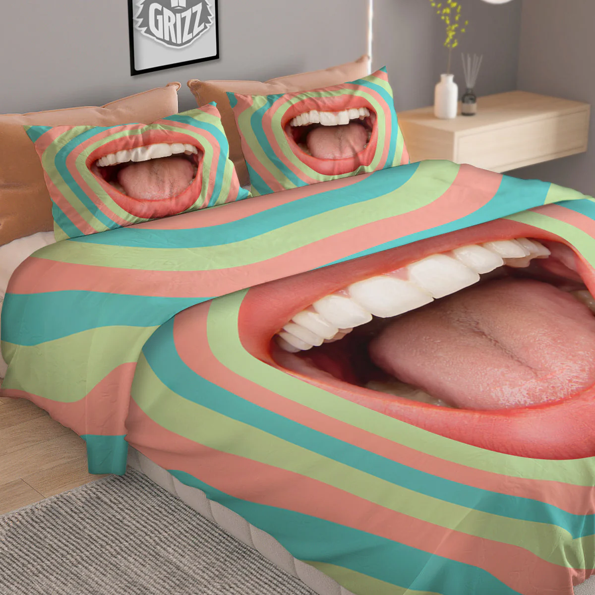 Summer Time Mood Mouth Print Duvet Cover Bedding Set - Image 2