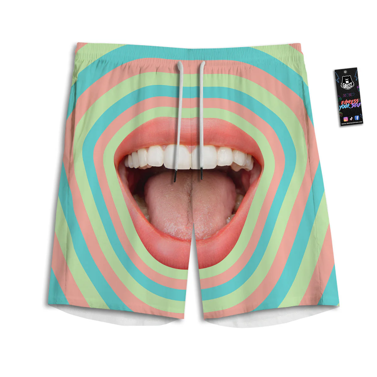 Summer Time Mood Mouth Print Men's Athletic Shorts