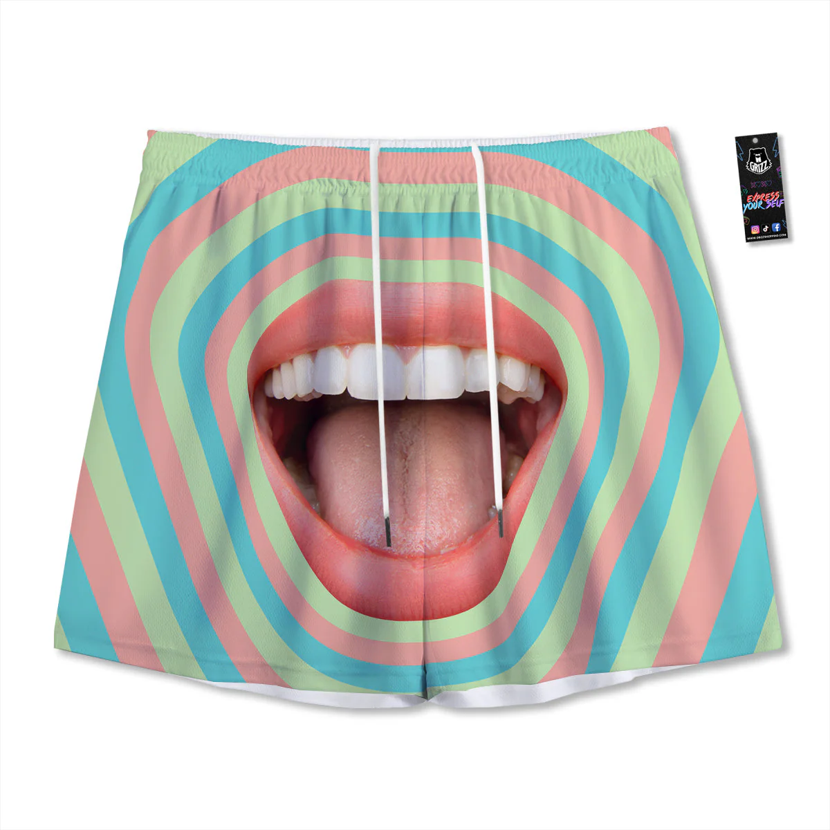 Summer Time Mood Mouth Print Mesh Shorts
