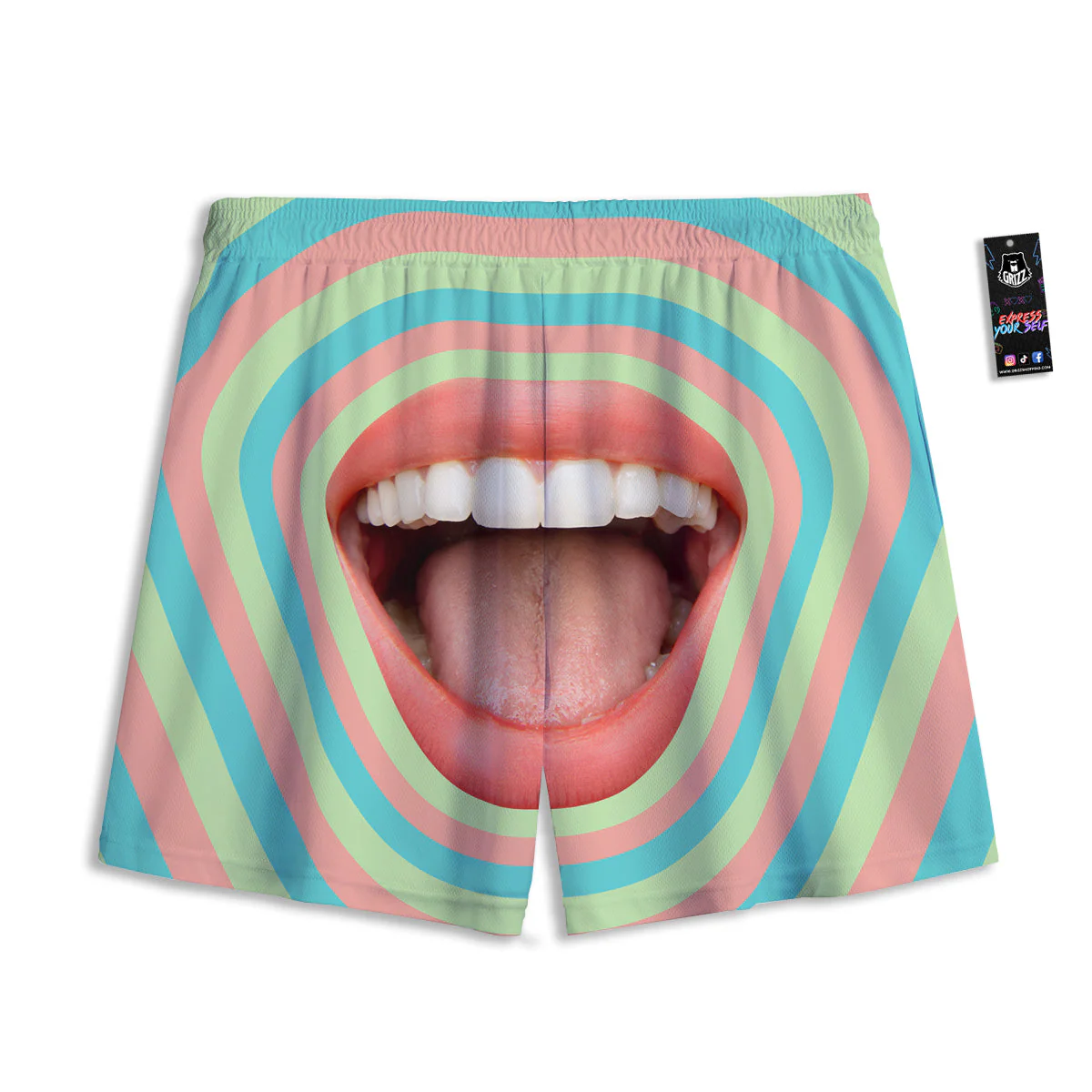 Summer Time Mood Mouth Print Mesh Shorts - Image 2
