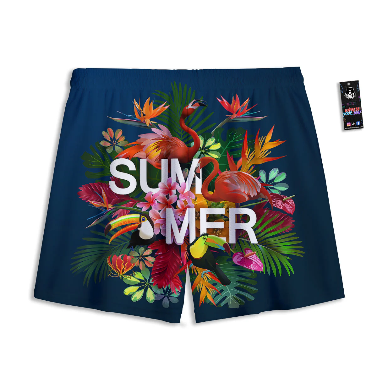 Summer Tropical Birds And Flowers For Travel Print Mesh Shorts - Image 2