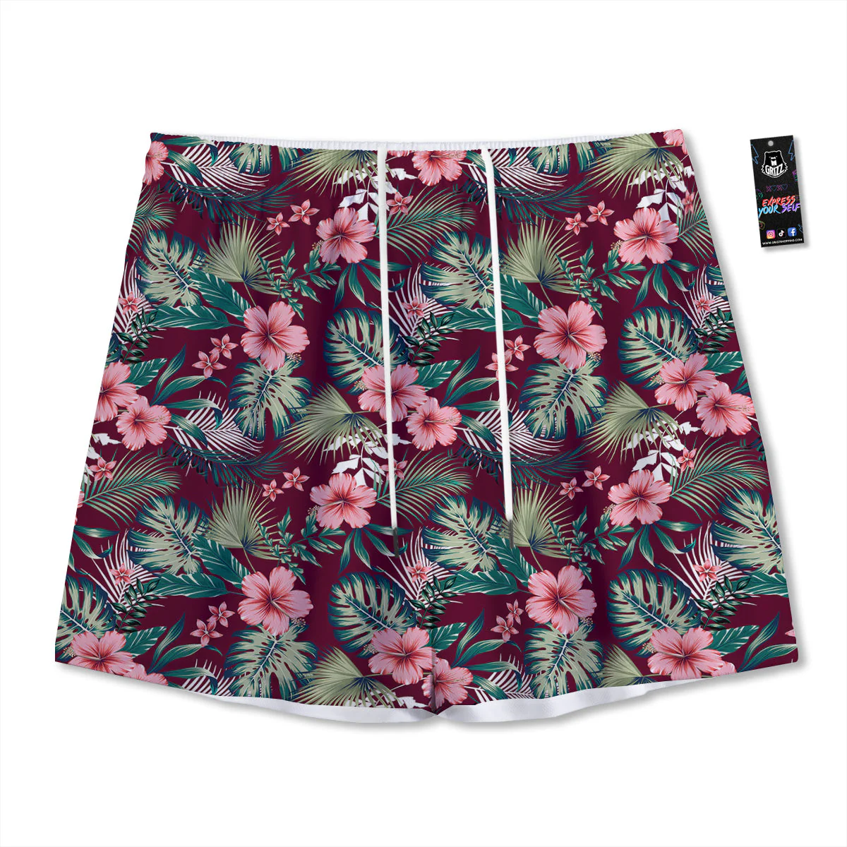Summer Tropical Print Pattern Mesh Shorts