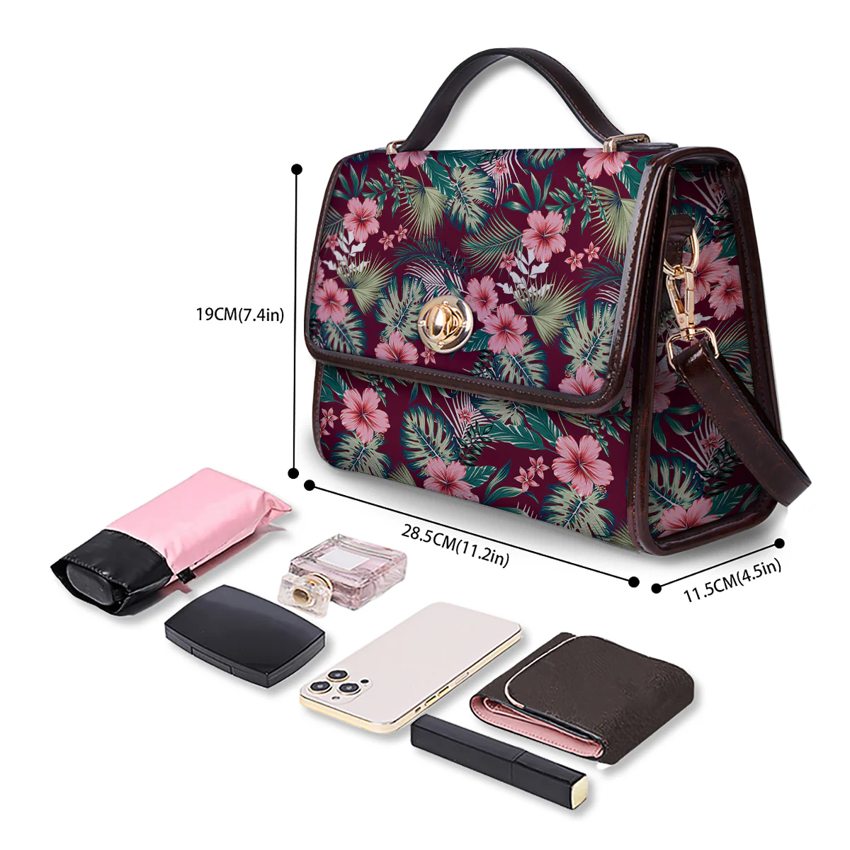 Summer Tropical Print Pattern Women's Satchel Bag - Image 4