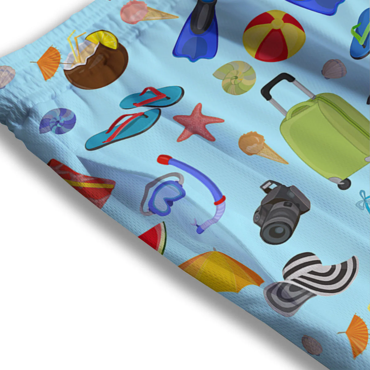Summer Vacation Travel Print Pattern Mesh Shorts - Image 3