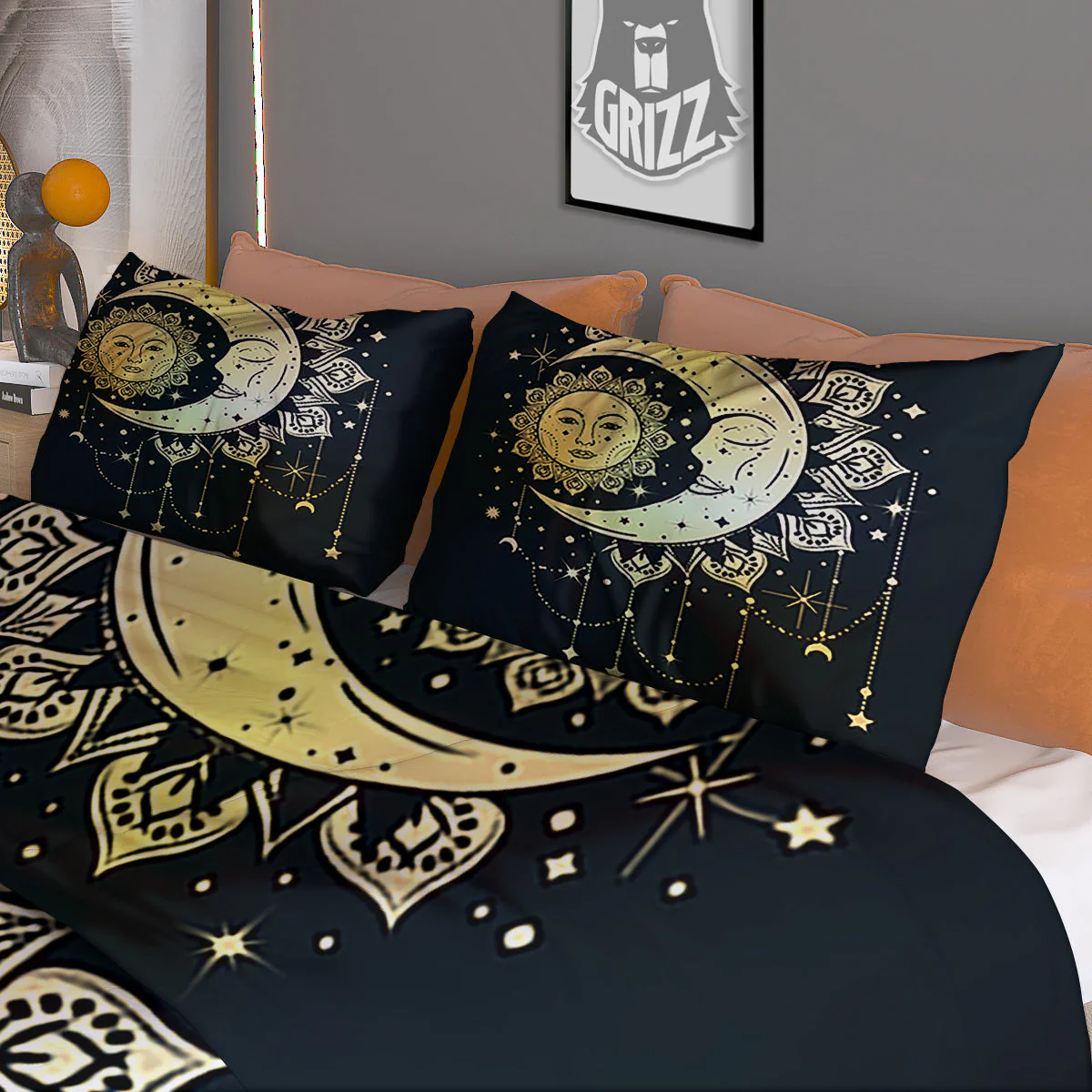 Sun And Bohemian Moon Print Duvet Cover Bedding Set - Image 3