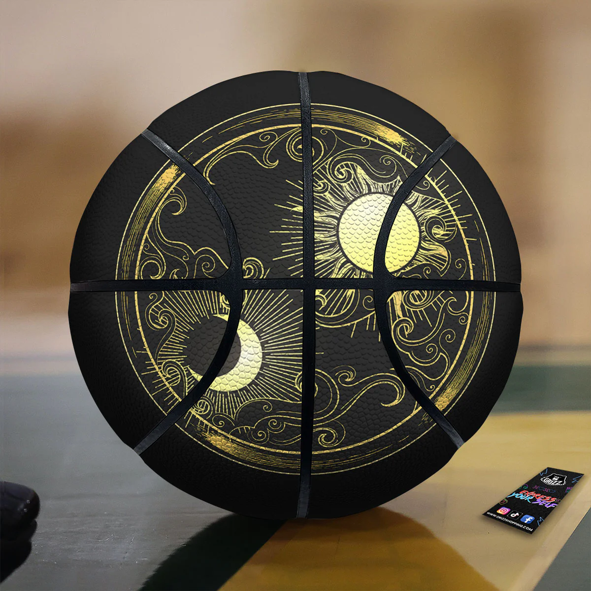 Sun And Gold Moon Print Basketball