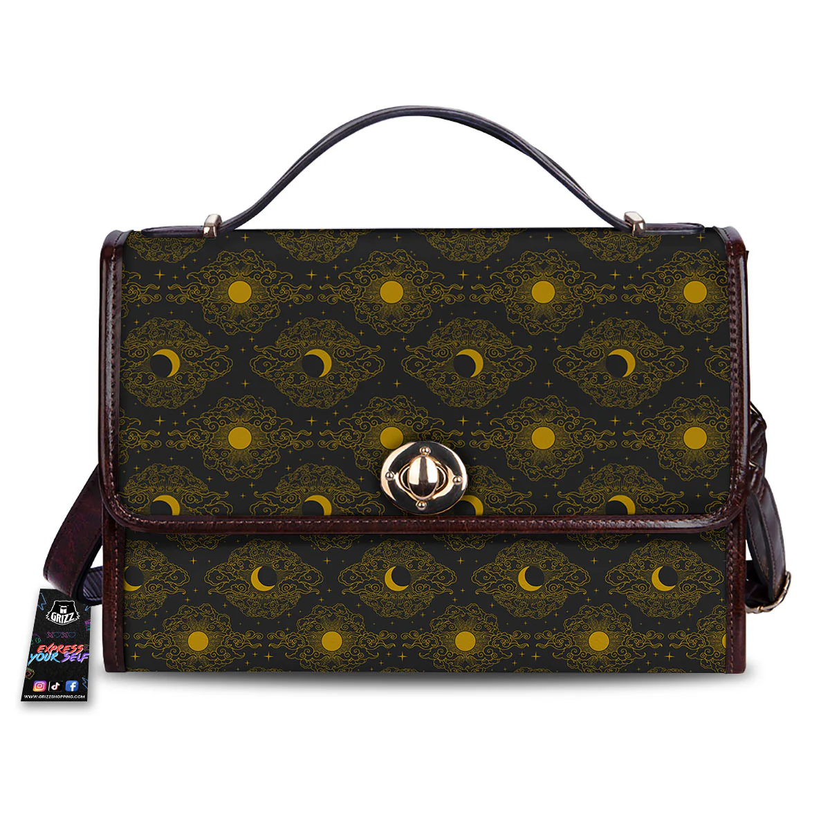 Sun And Vintage Moon Print Pattern Women's Satchel Bag