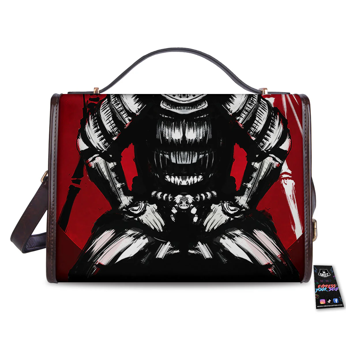 Sun Samurai Red Rising Print Women's Satchel Bag - Image 2