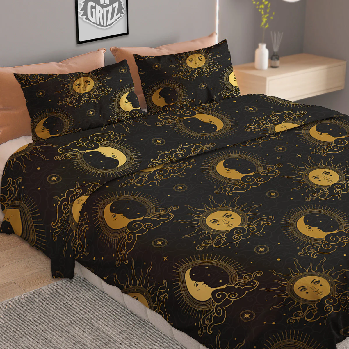 Sun Vintage Print Pattern Duvet Cover Bedding Set - Image 2