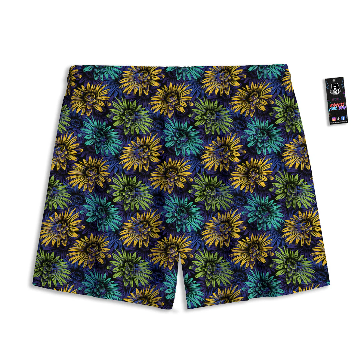 Sunflower Abstract Print Pattern Mesh Shorts - Image 2