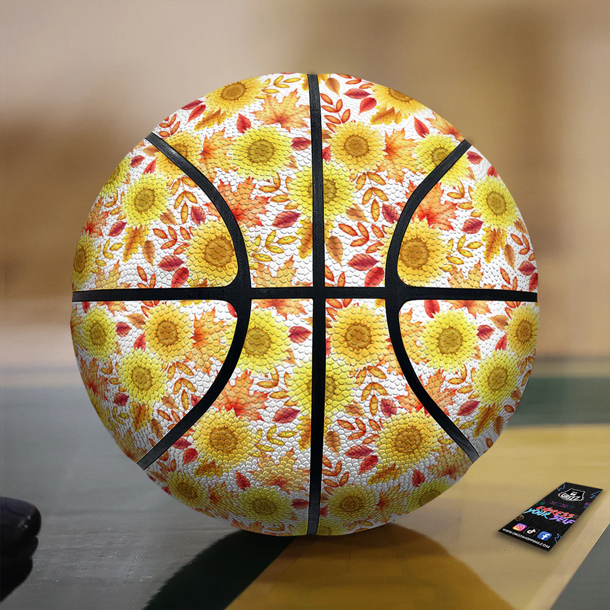 Sunflower Autumn Print Pattern Basketball