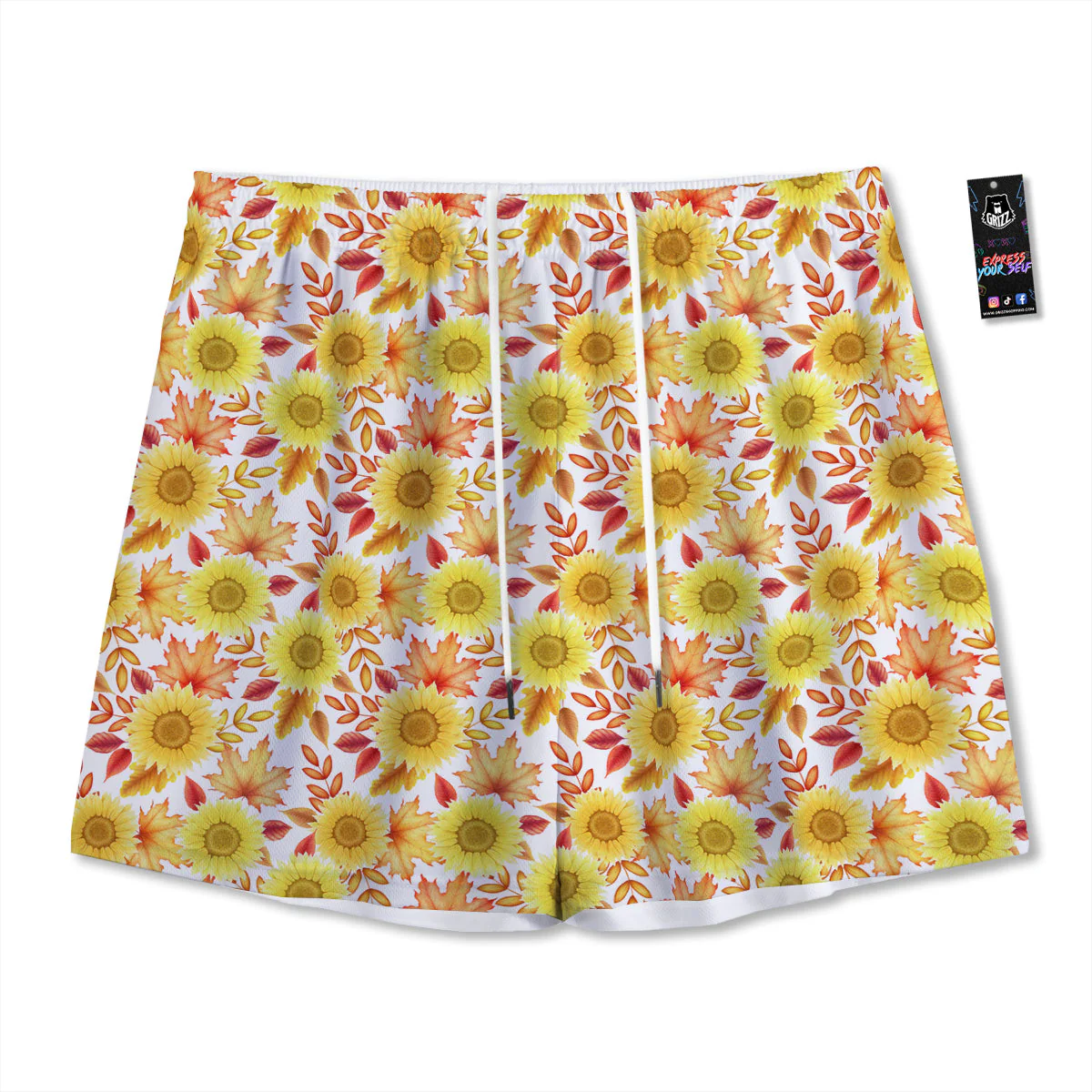 Sunflower Autumn Print Pattern Mesh Shorts