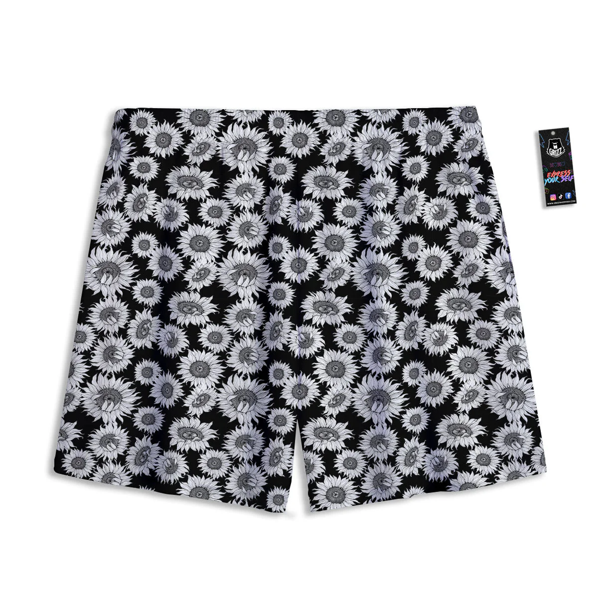 Sunflower Black Print Pattern Mesh Shorts - Image 2