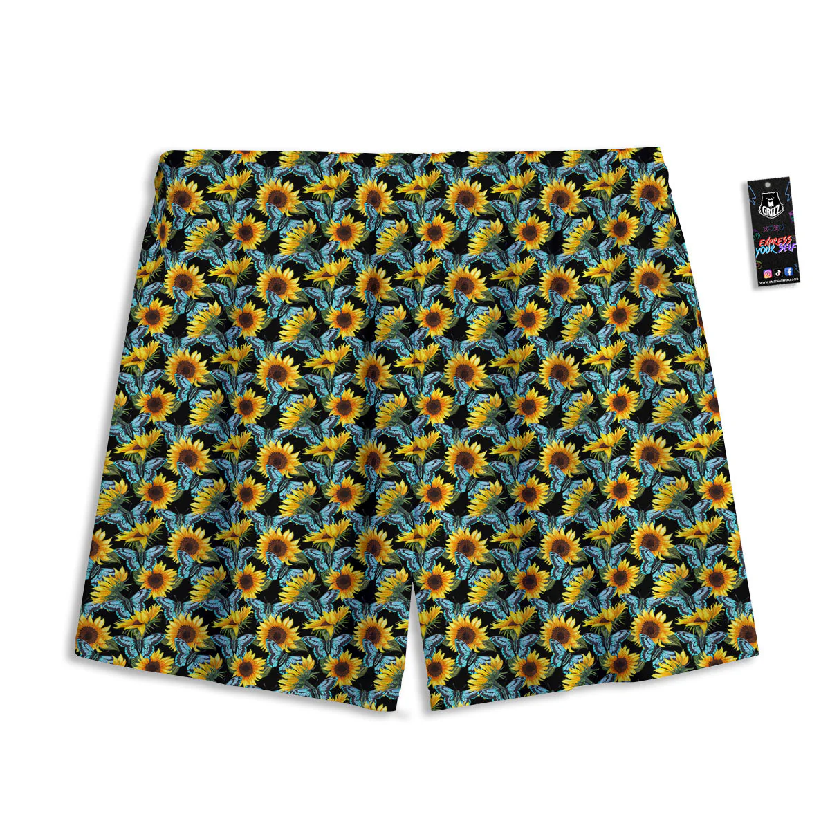 Sunflower Blue Butterfly Print Pattern Mesh Shorts - Image 2
