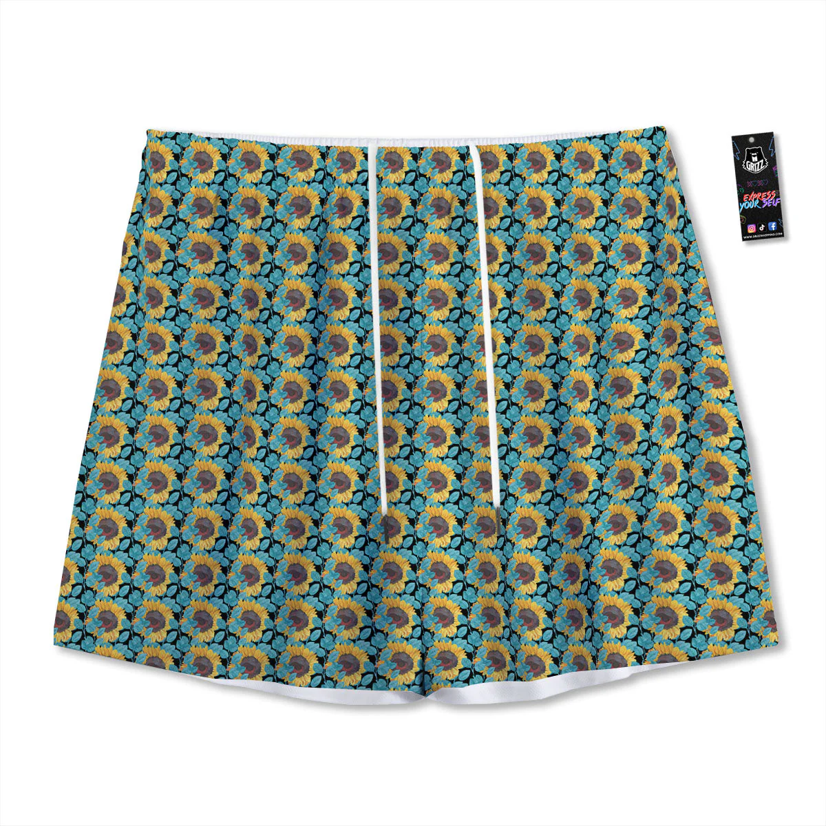 Sunflower Blue Print Pattern Mesh Shorts