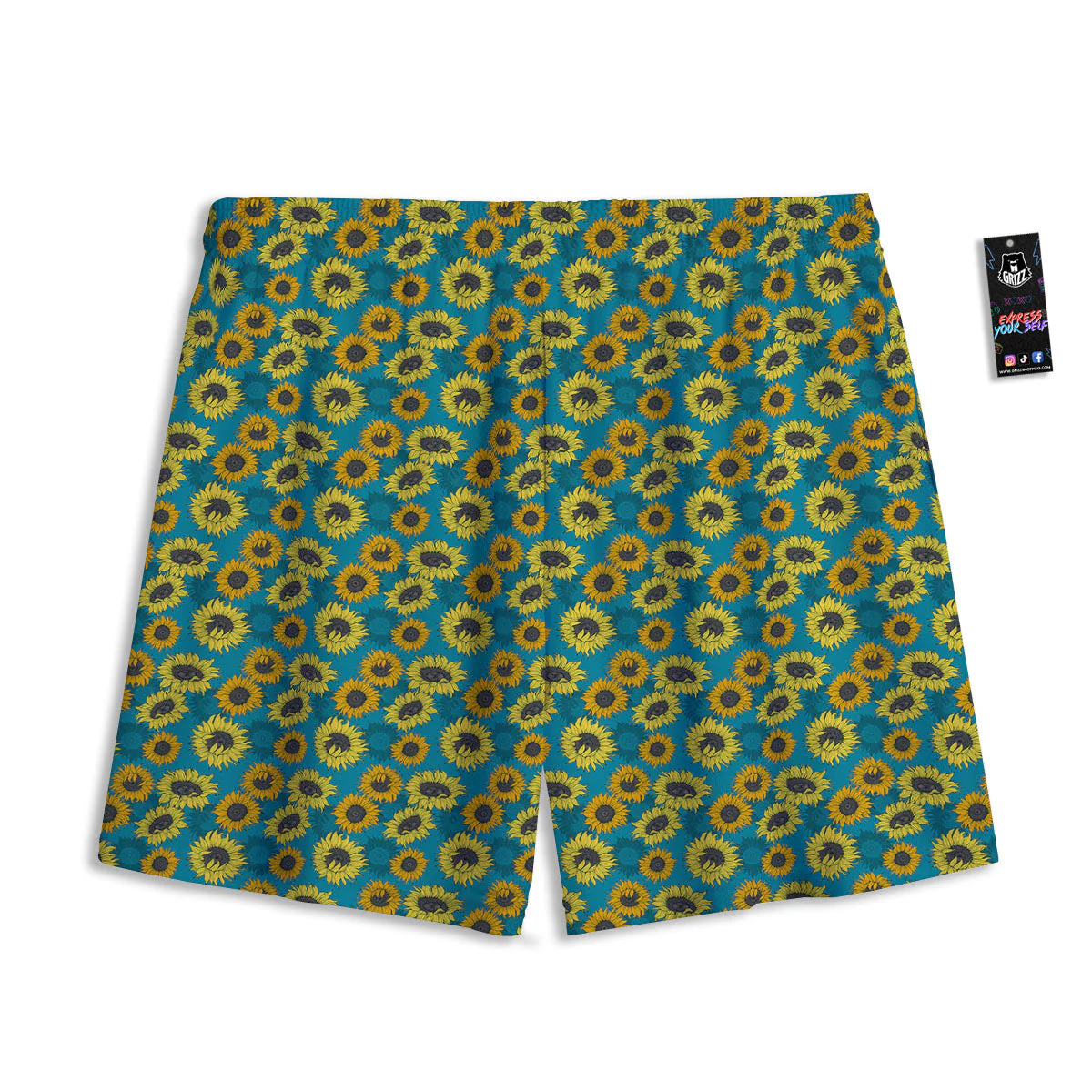 Sunflower Blue Vintage Print Pattern Mesh Shorts - Image 2
