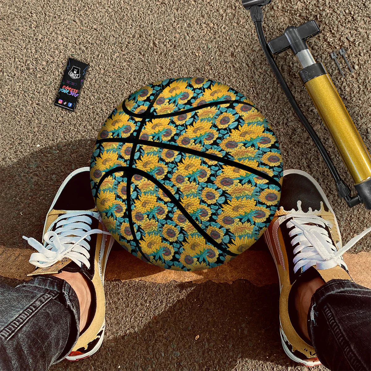 Sunflower Bright Print Pattern Basketball - Image 2