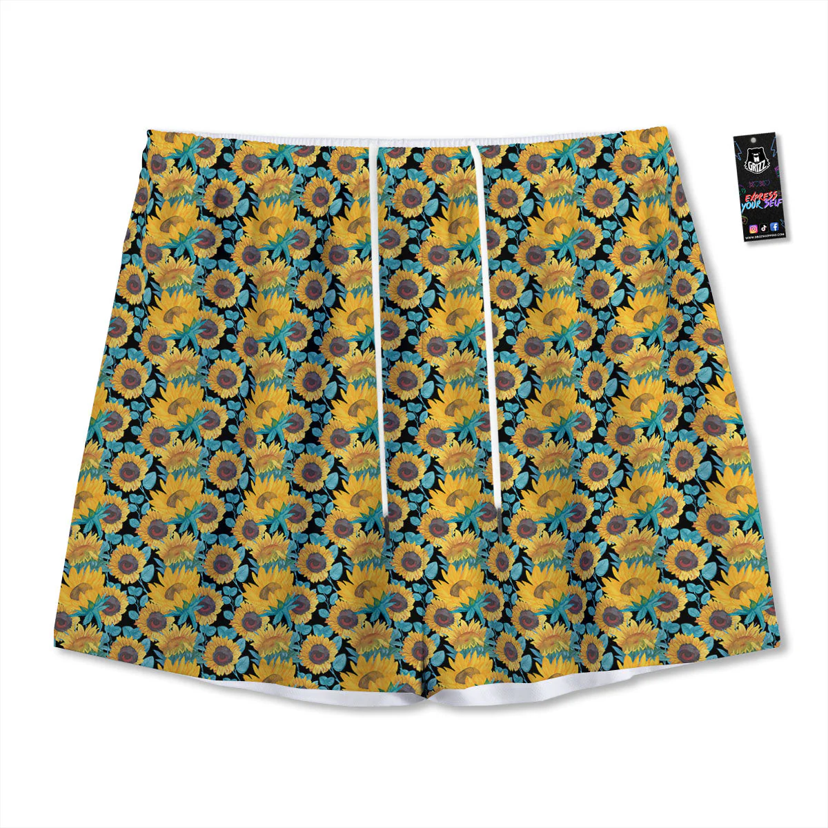 Sunflower Bright Print Pattern Mesh Shorts