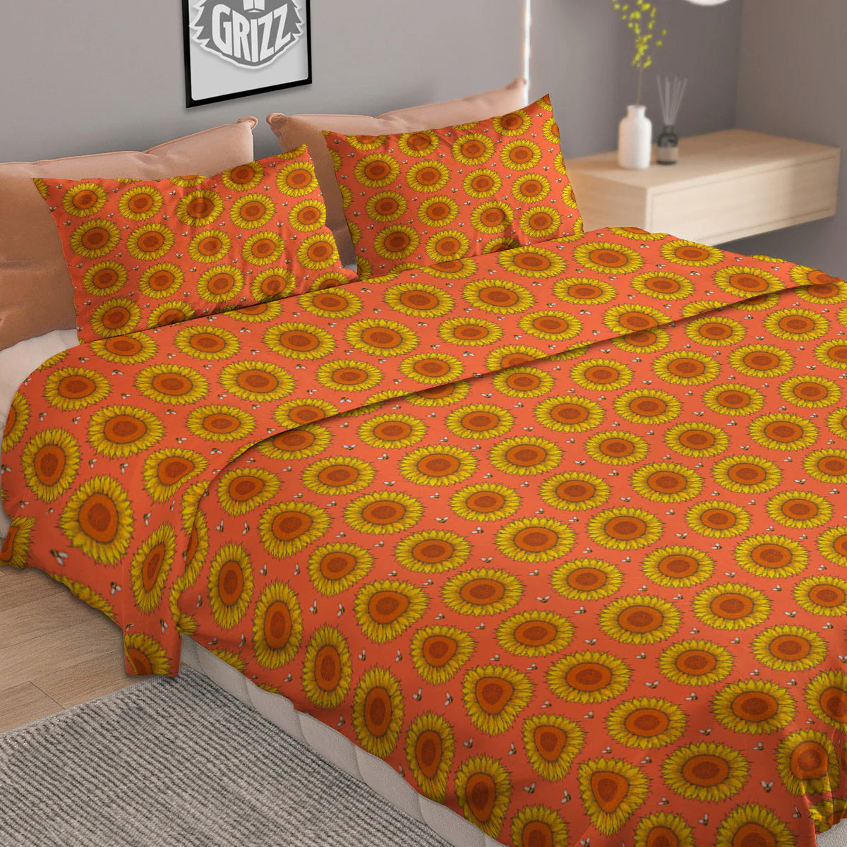 Sunflower Classic Vintage Print Pattern Duvet Cover Bedding Set - Image 2