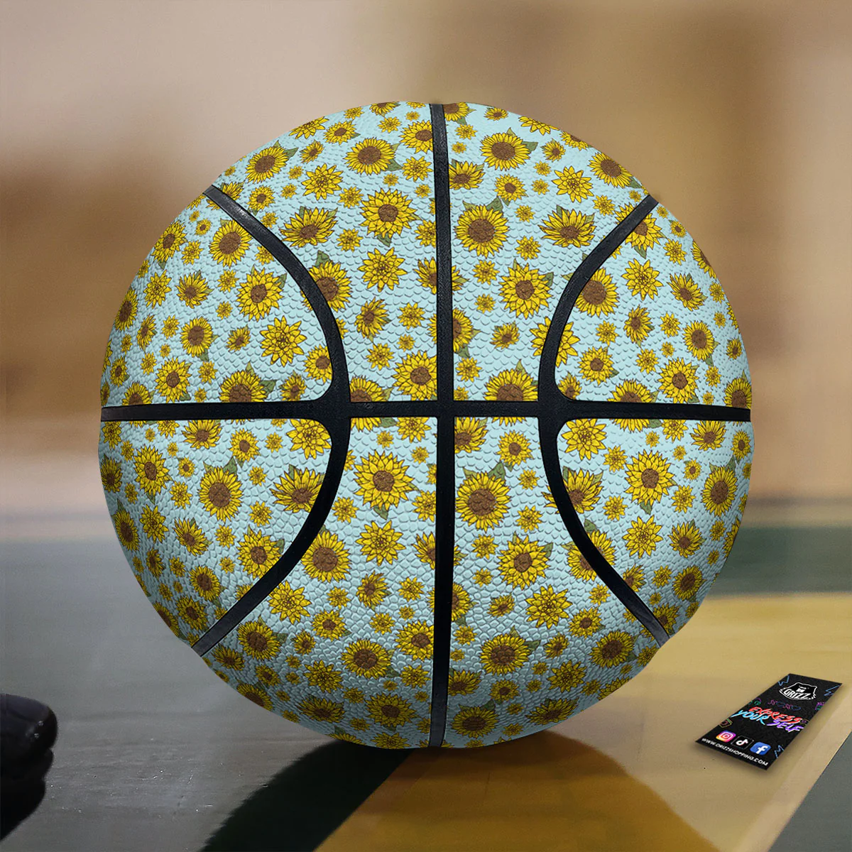 Sunflower Doodle Print Pattern Basketball