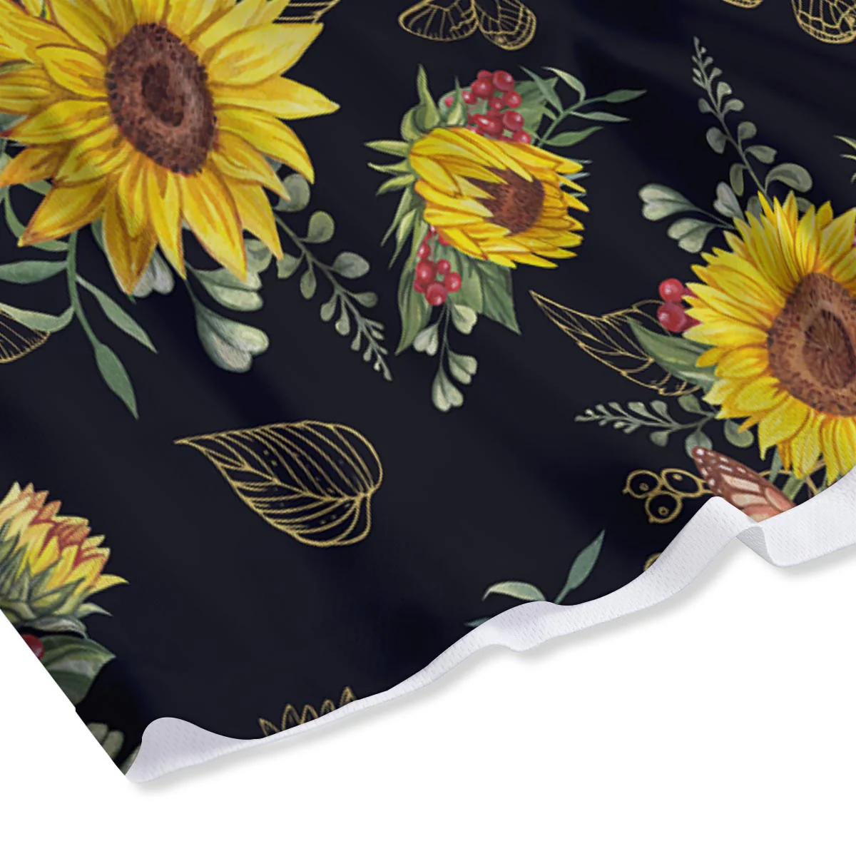 Sunflower Field Print Pattern Mesh Shorts - Image 4