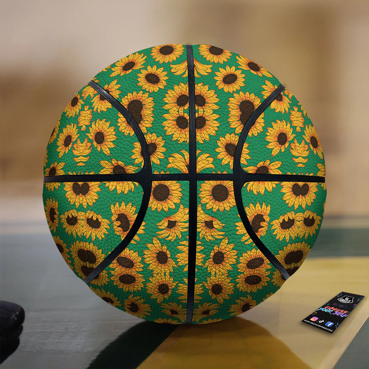 Sunflower Green Print Pattern Basketball