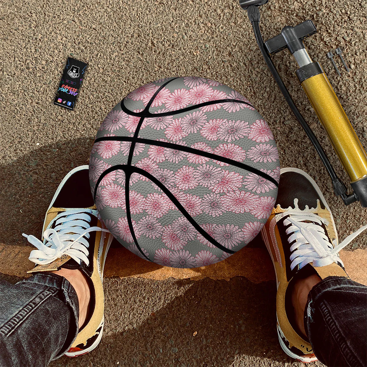 Sunflower Pink Print Pattern Basketball - Image 2