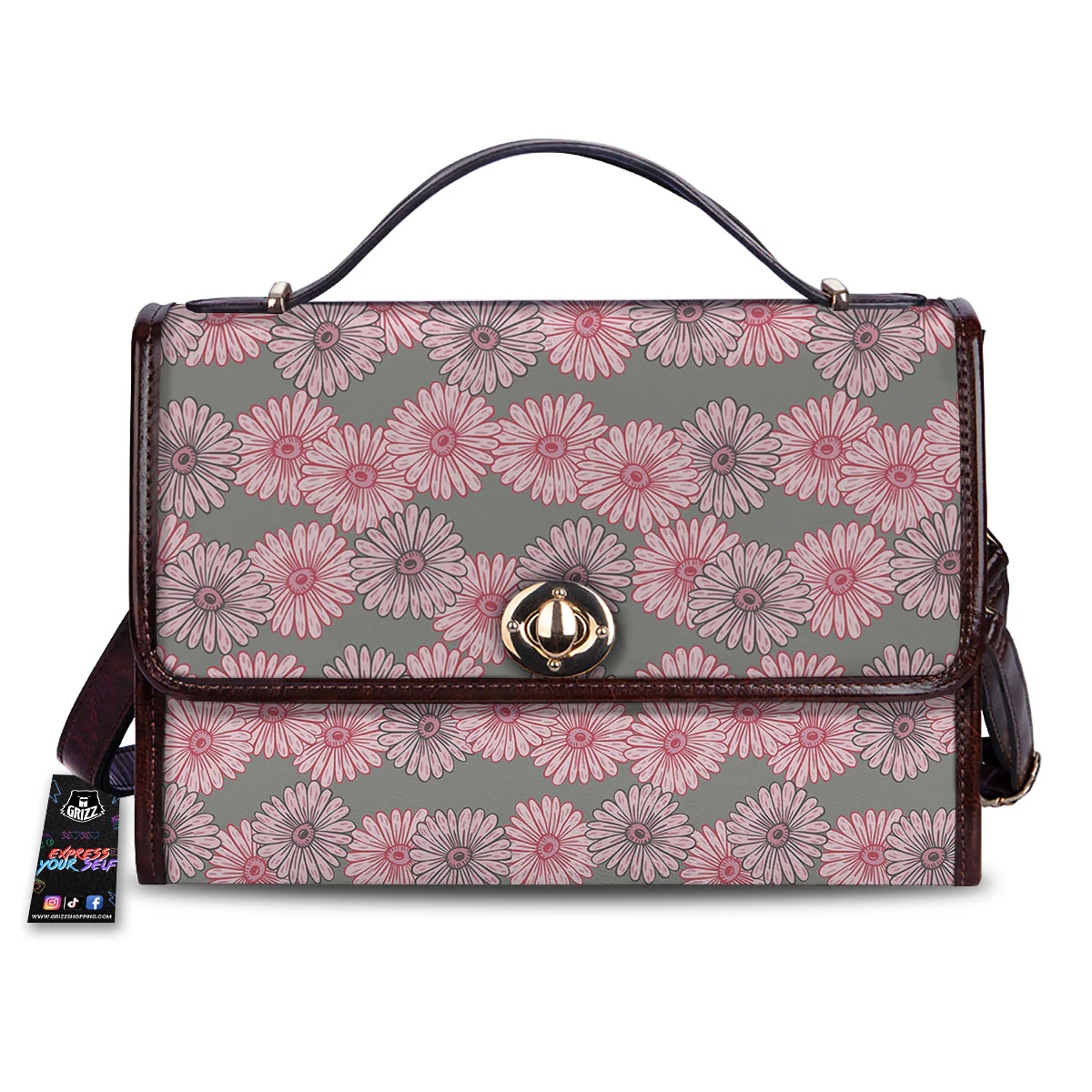 Sunflower Pink Print Pattern Women's Satchel Bag