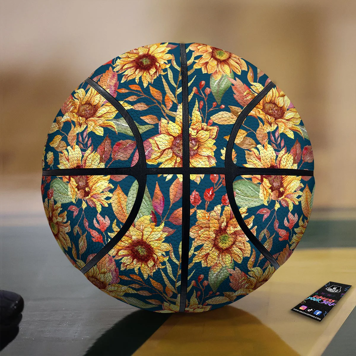 Sunflower Sage Watercolor Print Pattern Basketball