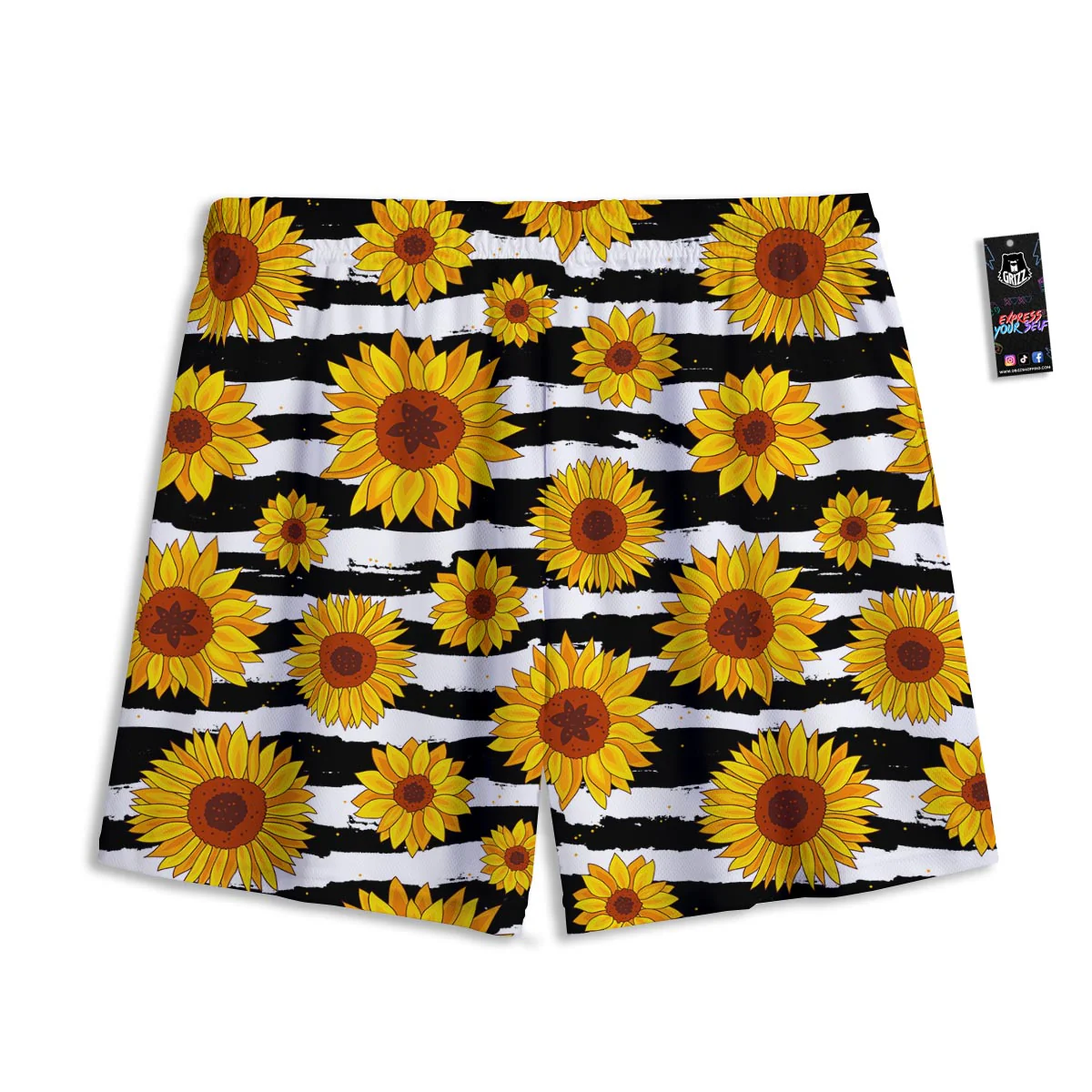 Sunflower Stripe Print Pattern Mesh Shorts - Image 2