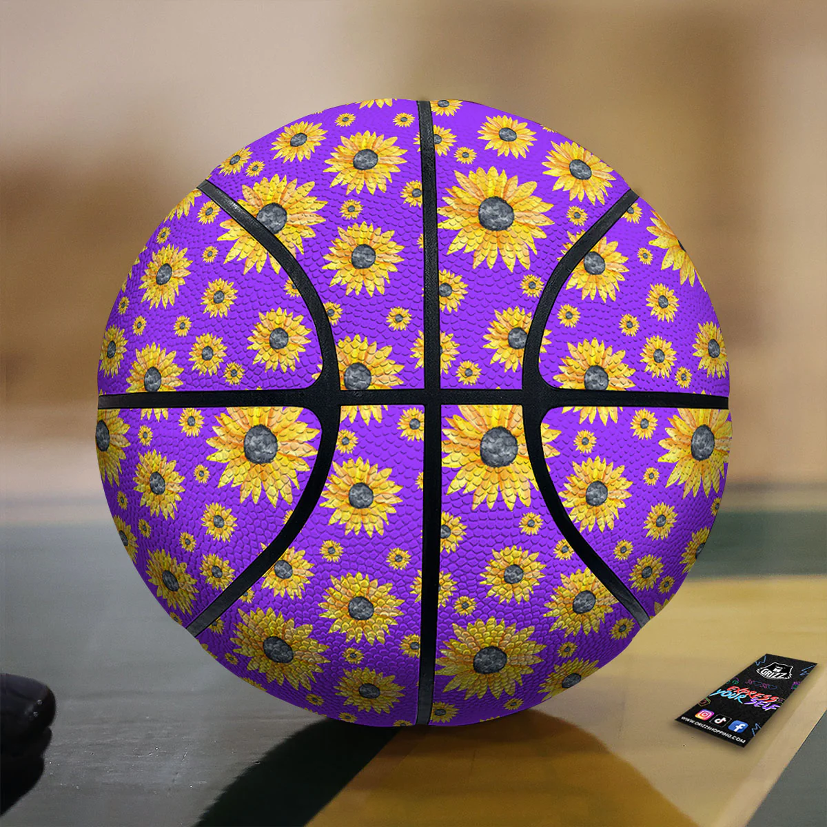 Sunflower Trippy Purple Print Pattern Basketball