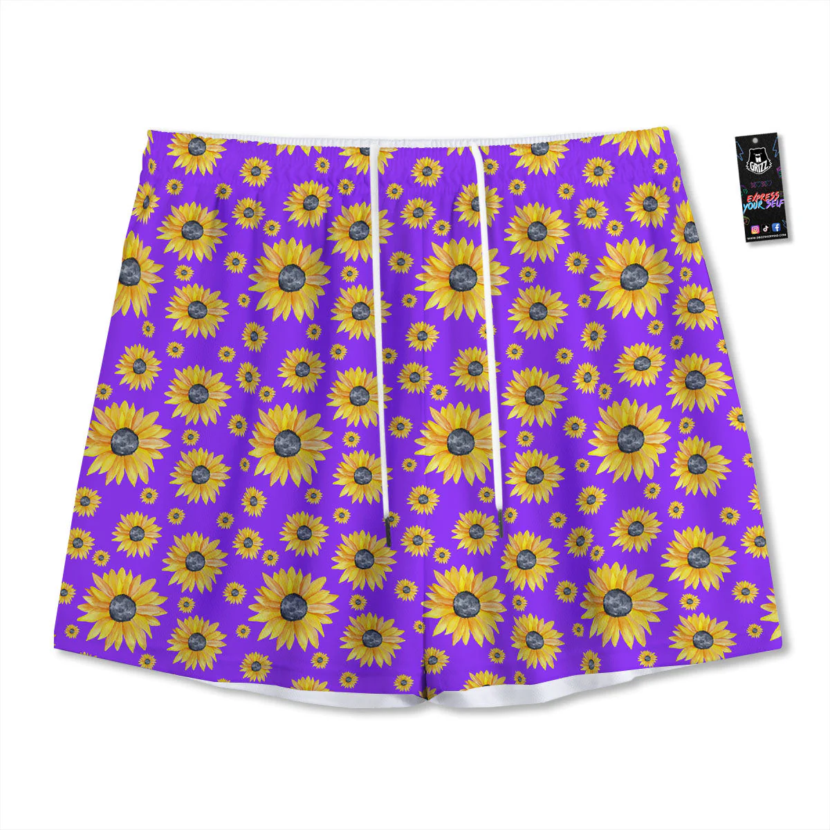 Sunflower Trippy Purple Print Pattern Mesh Shorts