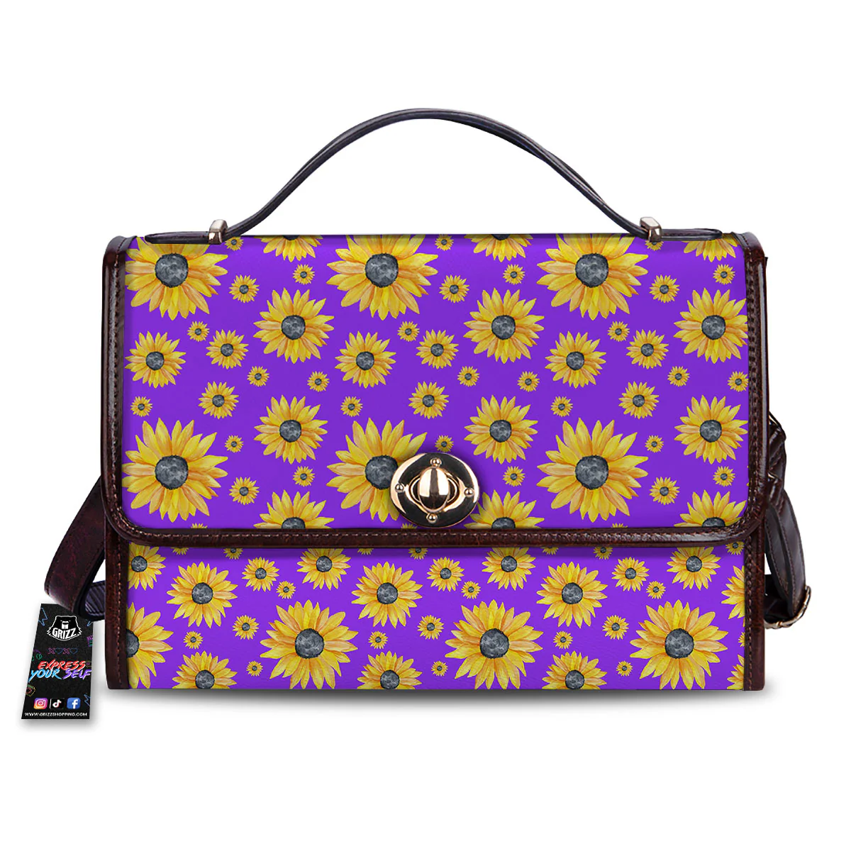 Sunflower Trippy Purple Print Pattern Women's Satchel Bag