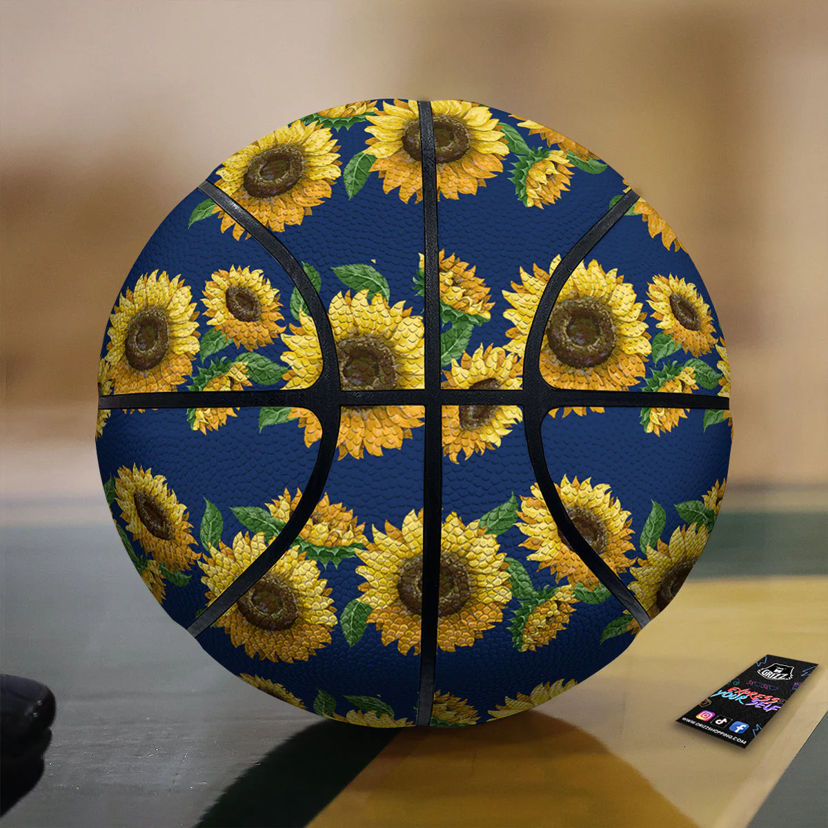 Sunflower Watercolor Print Pattern Basketball
